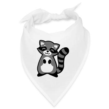 Niedlicher Waschbär Tierkind / Cute raccoon animal - Bandana - Weiß - Vorne