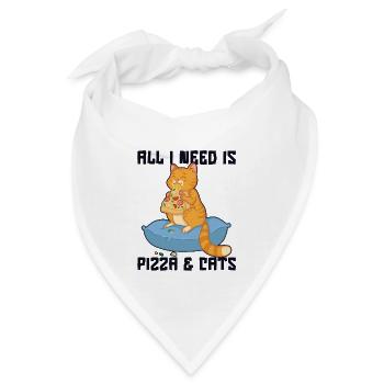 All I Need Is Pizza And Cats Pizzaofen Pizza - Bandana - Weiß - Vorne