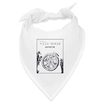 Pizza Maker Chinese Hanzi Pizzablech Pizzaofen - Bandana - Weiß - Vorne
