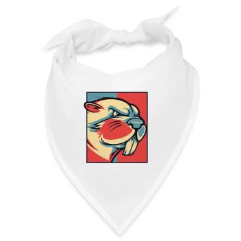 Biber Portrait Castor canadensis Nordamerika - Bandana - Weiß - Vorne
