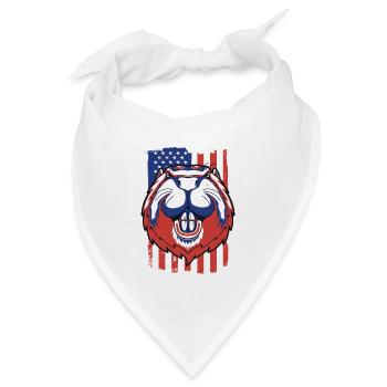 Biber Amerikanische Flagge Eurasischer Castor Canadensis - Bandana - Weiß - Vorne