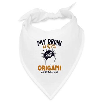 Mein Gehirn besteht zu 95% aus Origami Falten Eule Papierkranich - Bandana - Weiß - Vorne