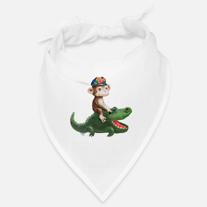 Funny monkey on crocodile design Bandana