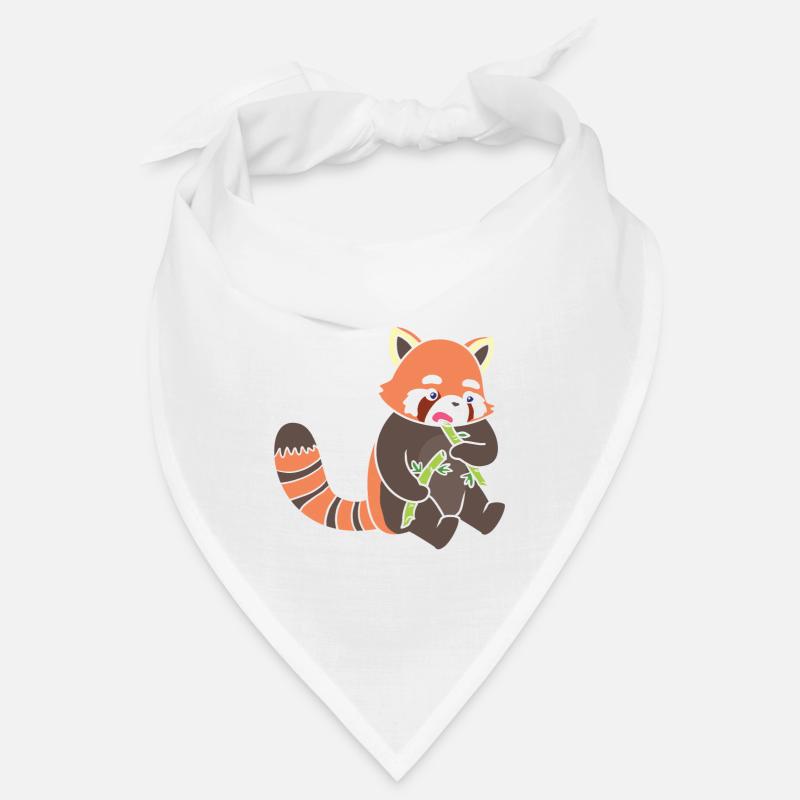 Ein roter Panda isst Bambus. Bandana