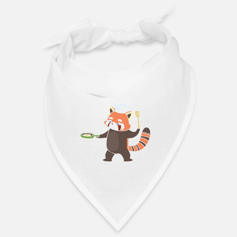 A cute red panda is cooking. Bandana