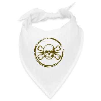 Pirat Seeräuber Freibeuter Säbel Knochen Skelett - Bandana - Weiß - Vorne