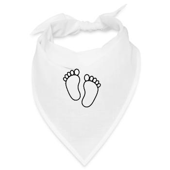 Zeitlose Spuren – Babyfüße in Schwarz-Weiß - Bandana - Weiß - Vorne