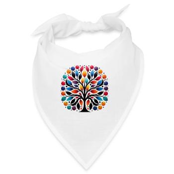 Einzigartige Dot-Art mit Lebensbaum-Motiv - Bandana - Weiß - Vorne