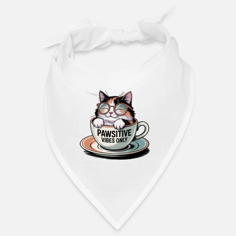 Pawsitive Vibes Only – Cat in a Cup Bandana