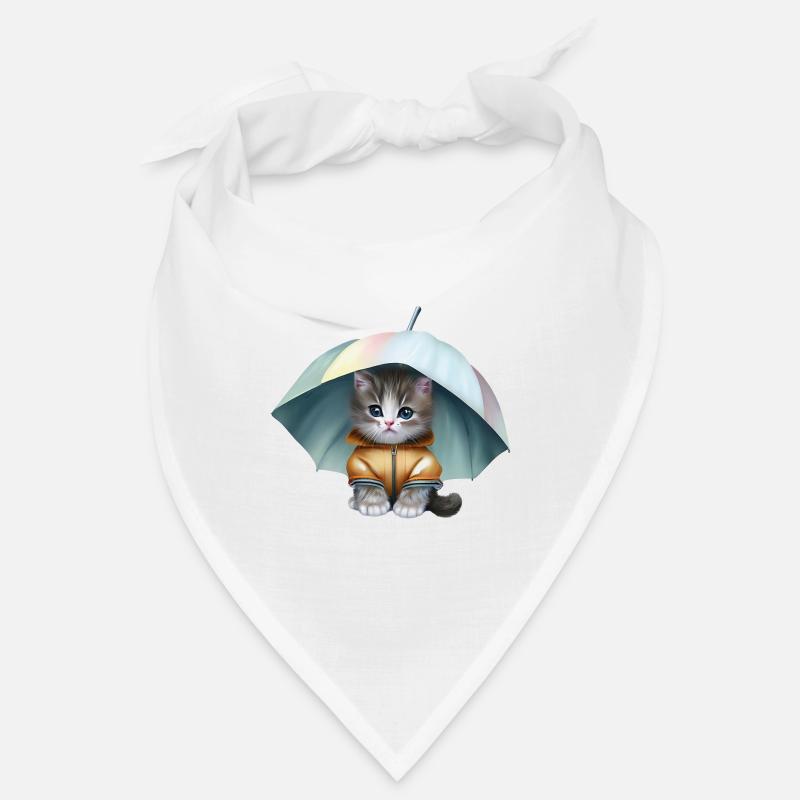 Chaton en imperméable - Bandana - blanc