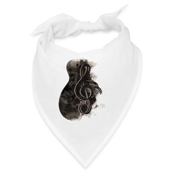 Gitarre Noten - Bandana - Weiß - Vorne