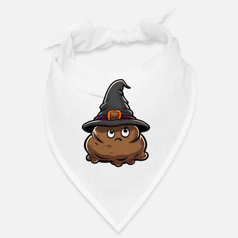 Drôle de tas de caca d’Halloween avec chapeau de sorcière. Bandana