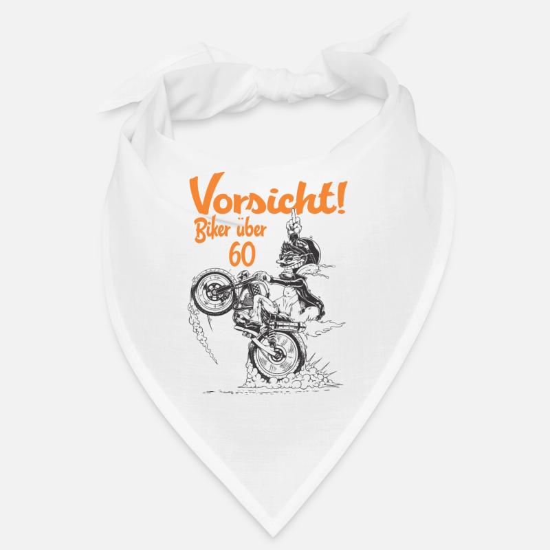 Bikerdesign Biker über 60 Vorsicht - RAHMENLOS® - Bandana - Weiß
