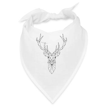 Hirschkopf im Triangel-Design (schwarz) - Bandana - Weiß - Vorne