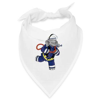 Benjamin Blümchen als Feuerwehrmann - Bandana - Weiß - Vorne