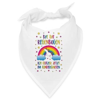 Bye Bye Regenbogen Kindergarten Einhorn Glitzer - Bandana - Weiß - Vorne