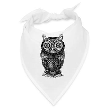 Eule Uhu - Bandana - Weiß - Vorne