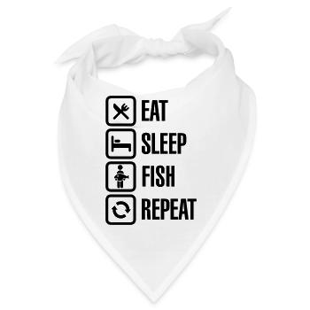 Eat - sleep - fish - repeat - Bandana - Weiß - Vorne