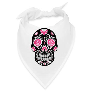 Totenkopf, Totenschädel, sugar skull - Bandana - Weiß - Vorne