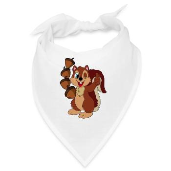 Eichhoernchen mit Haselnuessen und Daumen hoch - Bandana - Weiß - Vorne
