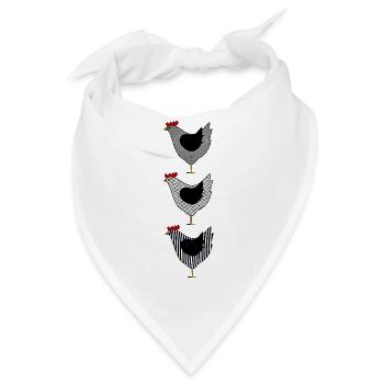 Hühner Huhn Hahn Kücken Federvieh Vogel Eier Ei - Bandana - Weiß - Vorne
