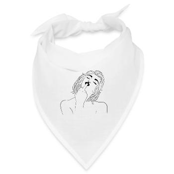 Mittelfinger Girl Line Art Provokantes Statement - Bandana - Weiß - Vorne