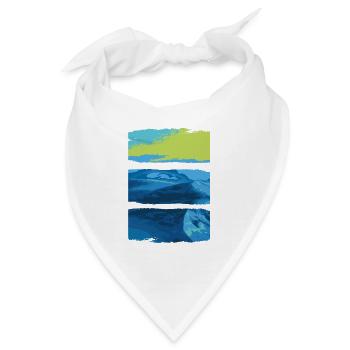 Blaugrüne Landschaft Meer - Bandana - Weiß - Vorne