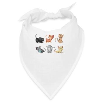 Katzen Abbildung - Bandana - Weiß - Vorne