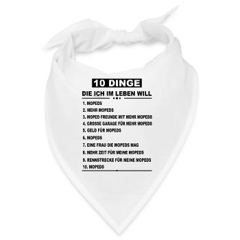 Moped Mopedfahrer Mofa Motorrad Zweirad Geschenk - Bandana - Weiß - Vorne