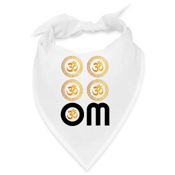Gold OM, Om, Hindu Om, Om Symbol, Yoga, OM - Bandana - Weiß - Vorne