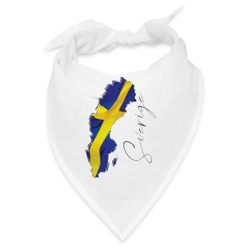 Schweden Flagge in der Schweden Landkarte SE - Bandana - Weiß - Vorne