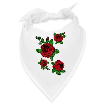 Rote Rosen blühen - Bandana - Weiß - Vorne