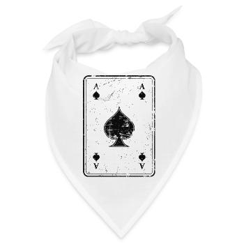 Poker und Skat Spielkarte Pikass im Used Look - Bandana - Weiß - Vorne