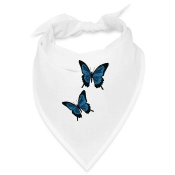 Blaue Schmetterlinge - Bandana - Weiß - Vorne