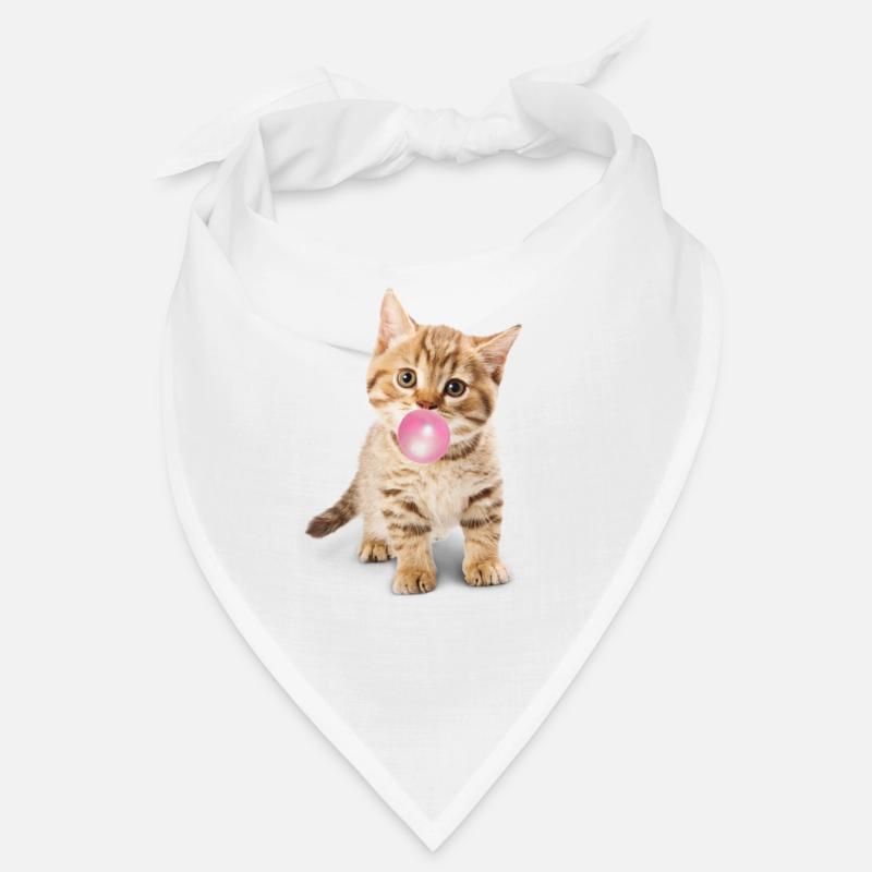Nette Katze bläst rosa Bubblegum - Bandana - Weiß