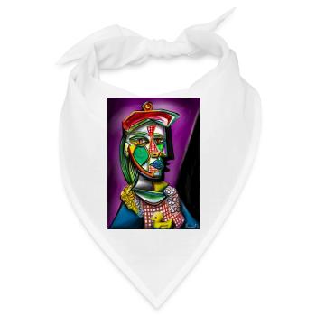 Frau mit Barett und quadratischem Kleid l Picasso - Bandana - Weiß - Vorne