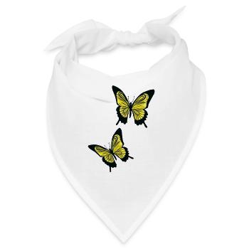 Gelbe Schmetterlinge - Bandana - Weiß - Vorne