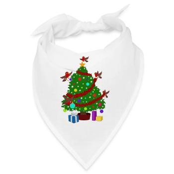 Robin um den Weihnachtsbaum - Bandana - Weiß - Vorne