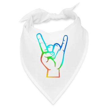 Hand mit Rock- Metal -Satan Symbol bunt - Bandana - Weiß - Vorne