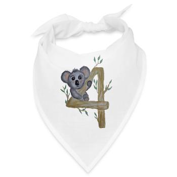 Koala 4 Jahre Geburtstag - Bandana - Weiß - Vorne