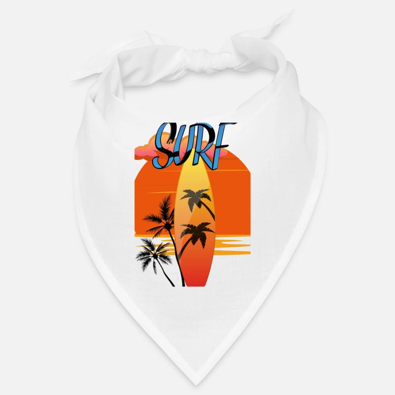 Surfboard with Sunset Red - Palm Trees Bandana