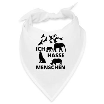 Ich Hasse Menschen Tierwohl Tierliebe - Bandana - Weiß - Vorne