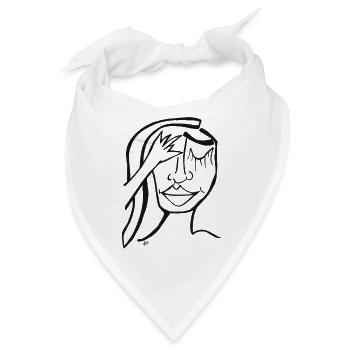 Line Art Zeichnung Gesicht "Calm Down" Kopf - Bandana - Weiß - Vorne