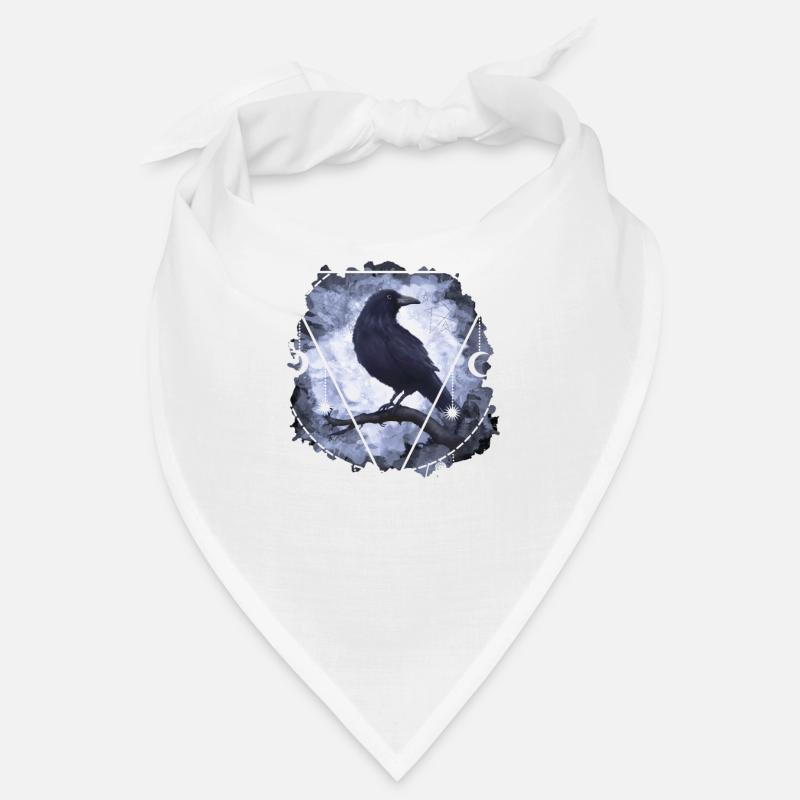 Rabe Krähe Gothic - Bandana - Weiß