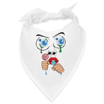 Abstraktes Gesicht mit Lolly und tränen - Bandana - Weiß - Vorne