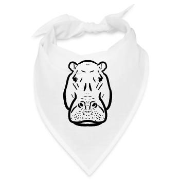 Nilpferd schwarz - Bandana - Weiß - Vorne