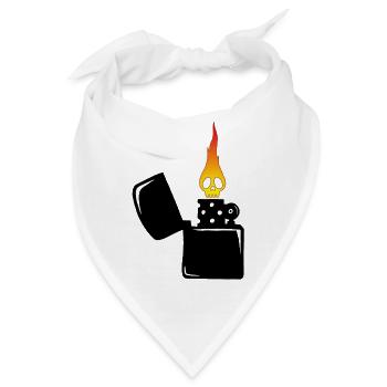 Flammenschädel und schwarzes Feuerzeug - Bandana - Weiß - Vorne