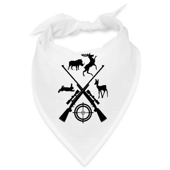 Zwei gekreuzte Schrotflinten mit Visier und Tieren 2 - Bandana - Weiß - Vorne