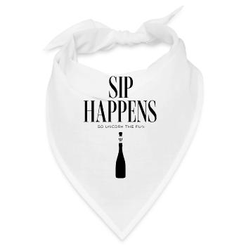 und Prosecco - Sip Happens - Bandana - Weiß - Vorne