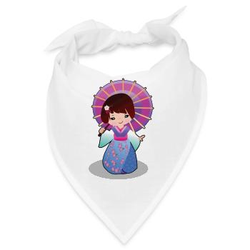 Geisha mit Schirm - Bandana - Weiß - Vorne